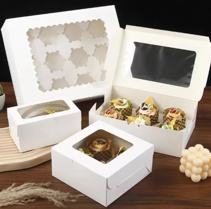 4-Cavity Cupcake Box with Insert- White